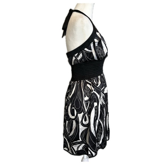 Bebe Silk Black and White Halter Dress - Picture 2 of 5